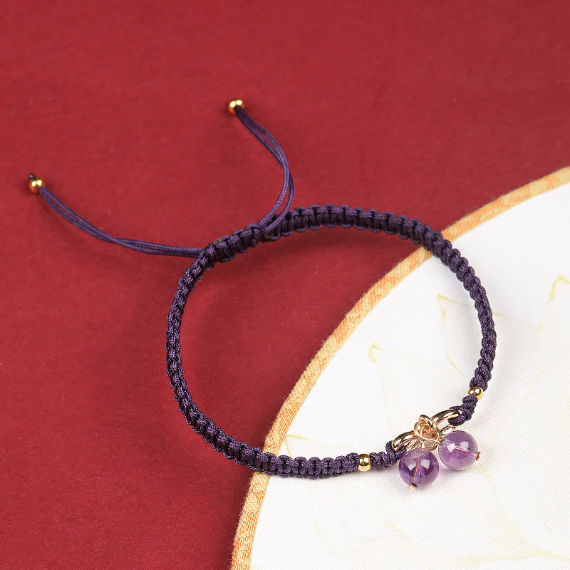 Natural Strawberry Quartz Amethyst Green Phantom Bead Positive Bracelet - Image 22