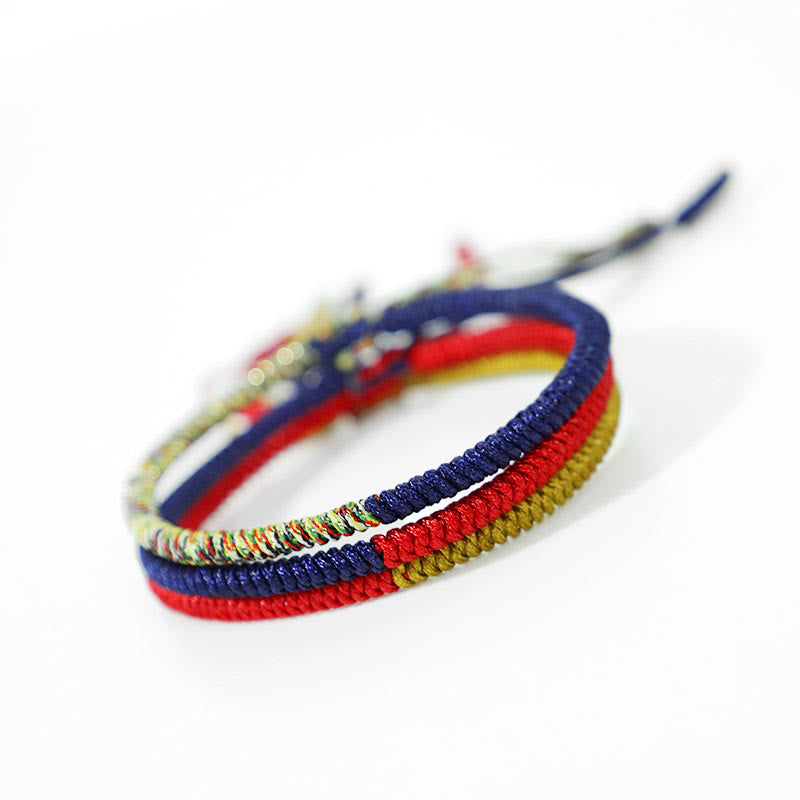 Tibet Handmade Multicolor King Kong Knot Faith Protection Braided Two-Color String Bracelet