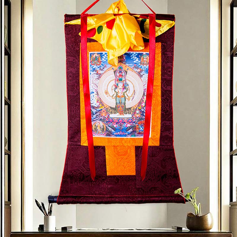Tibetan Thousand-handed Avalokitesvara Framed Thangka Blessing Decoration - Image 5