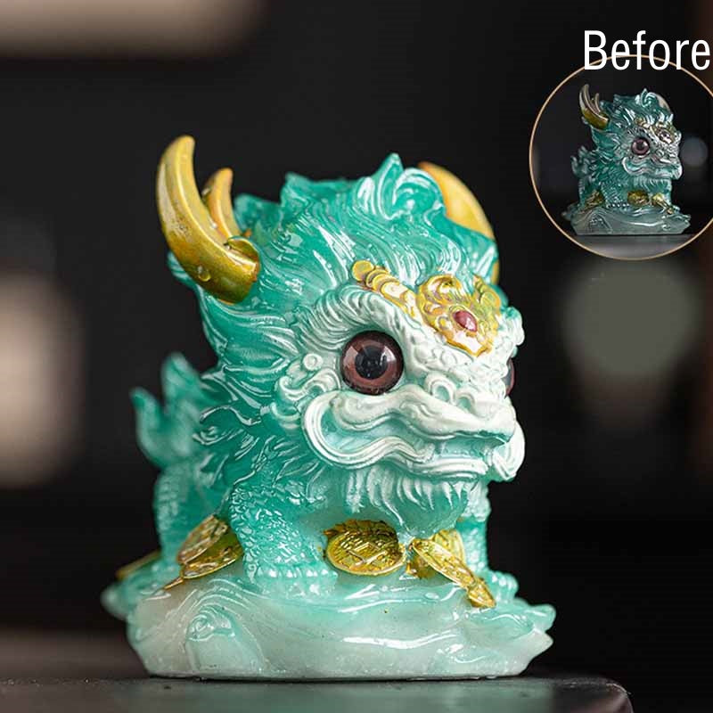 Color Changing Small Kirin Resin Tea Pet Home Figurine Decoration - Image 21