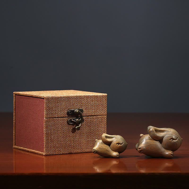 Green Sandalwood Small Mini Cute Rabbit Bunny Peace Decorations - Image 20