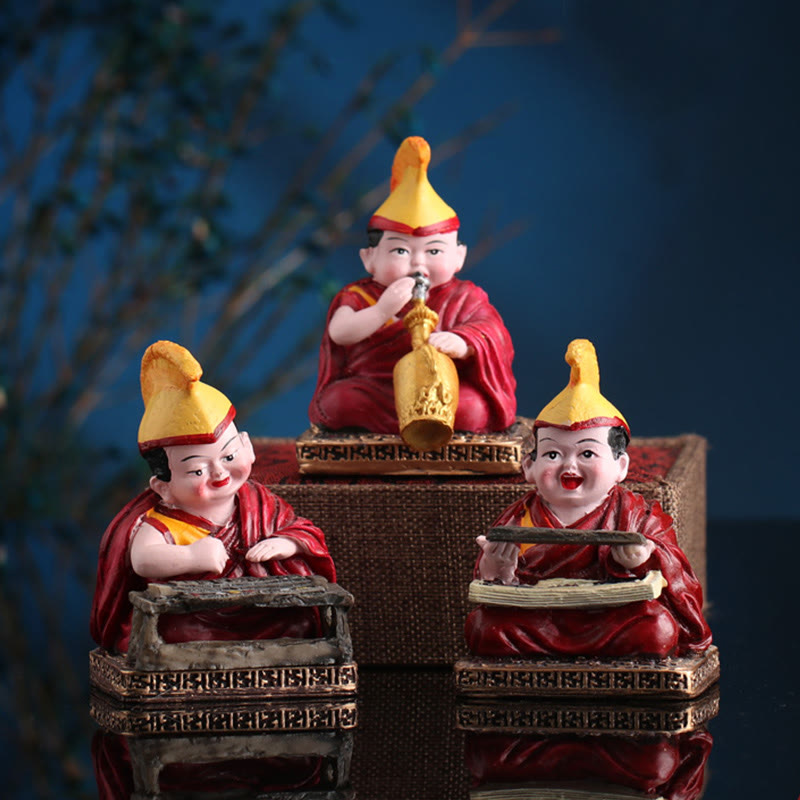 Hand Painted Tibetan Lama Figures Carved Creative Home Office Car Decoration Ornament - Image 9