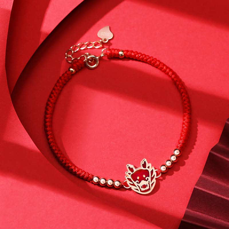 925 Sterling Silver Chinese Zodiac Luck Faith Discolor Red String Bracelet - Image 13