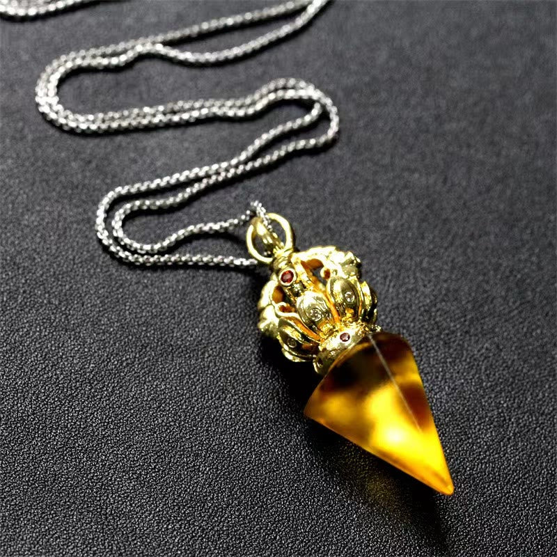 Tibetan Dorje Vajra 4 Prong Lotus Liuli Crystal Strength Necklace Pendant - Image 5