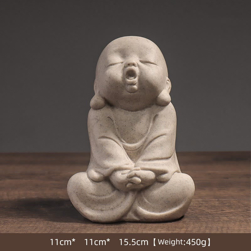 Tibetan Meditation Buddha Monk Blessing Serenity Resin Home Decoration - Image 7