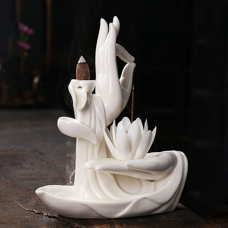 Buddha StonesTibetan Lotus Blessing Incense Burner Decoration - Image 17