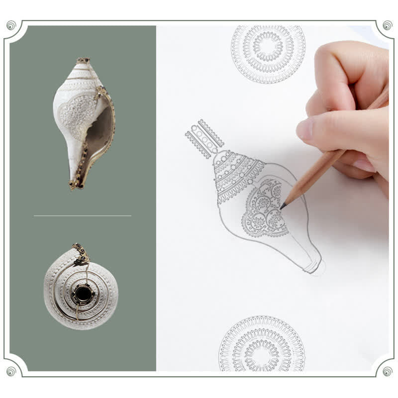 999 Sterling Silver Shankha Conch Shell Seashell Lucky Necklace Pendant - Image 12