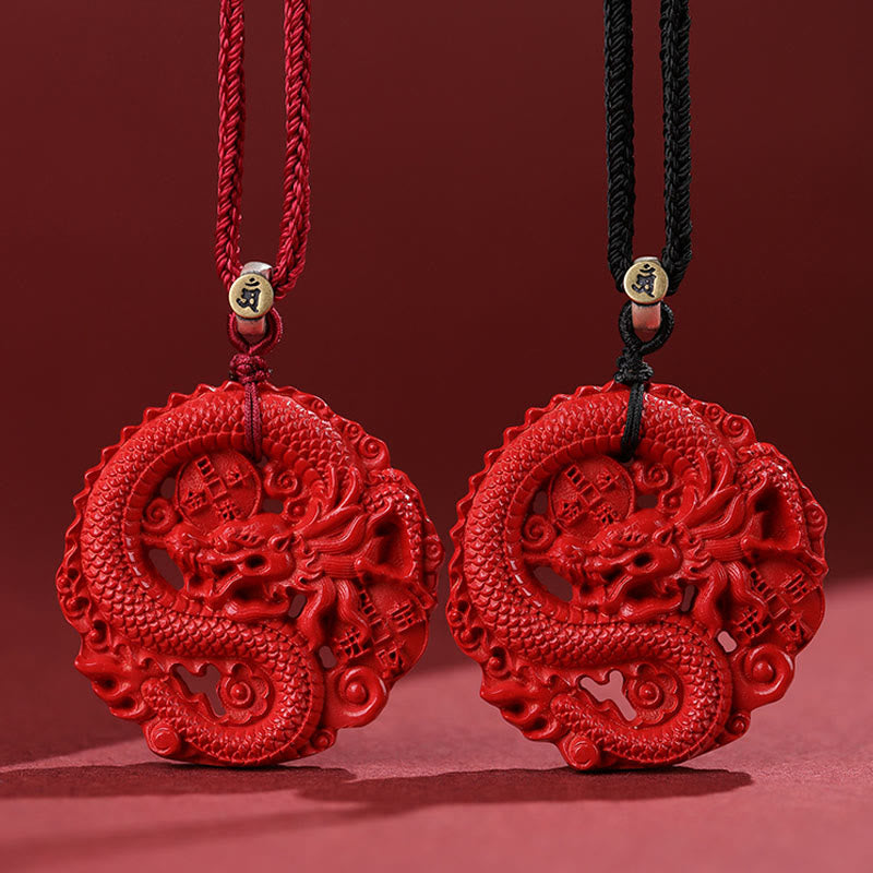 Year of the Dragon 925 Sterling Silver Natural Cinnabar Copper Coin Luck Necklace Pendant - Image 12