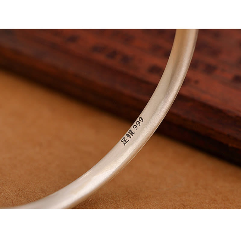 Vintage 999 Sterling Silver Auspicious Clouds Design Luck Bracelet Bangle - Image 7