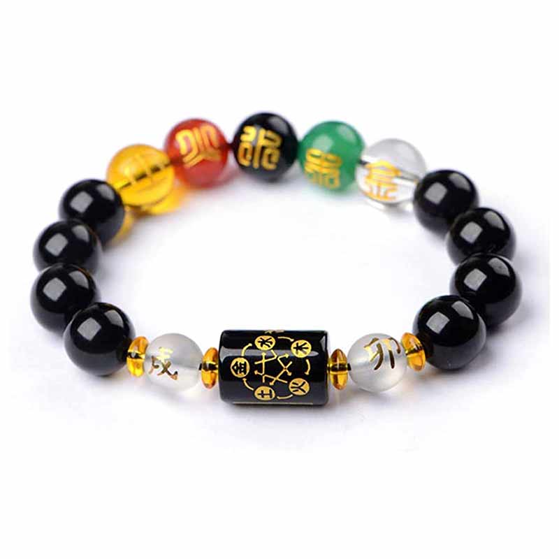 Chinese Zodiac Feng Shui Obsidian Five-Element Wealth Porsperity Bracelet