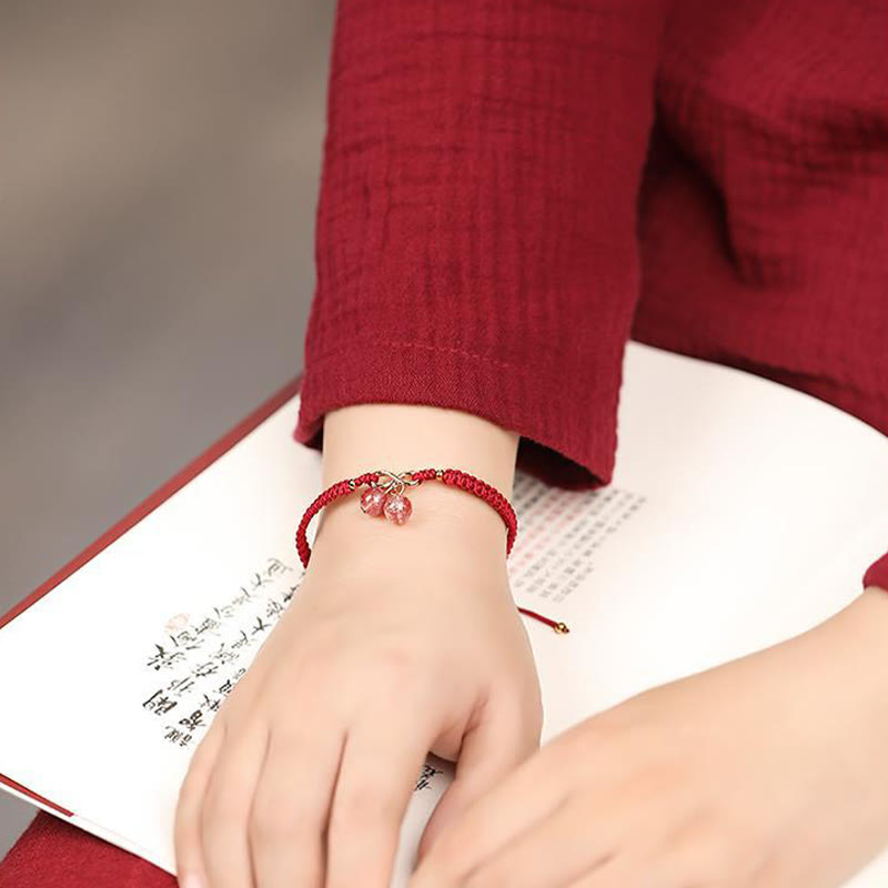 Natural Strawberry Quartz Amethyst Green Phantom Bead Positive Bracelet - Image 13