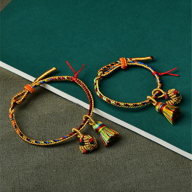 Colorful Rope Luck Handmade Zongzi Golden Ball Charm Bracelet - Image 4