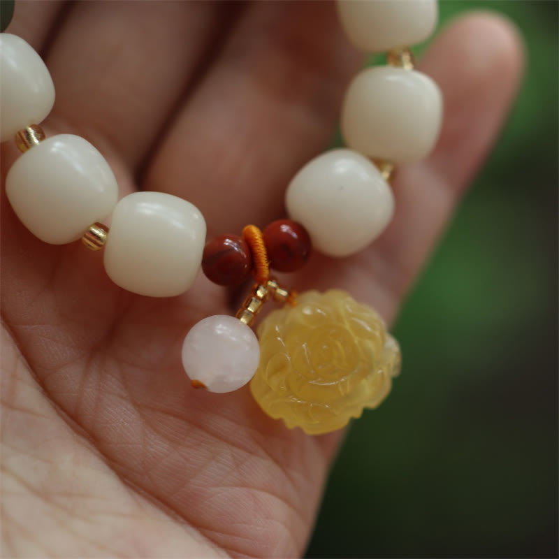Gradient Bodhi Seed Amber Lotus Peace Bracelet - Image 5
