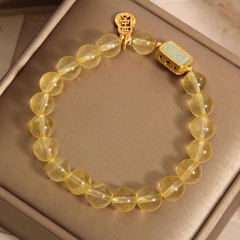Natural Citrine Five Scriptures Generosity Bracelet - Image 6