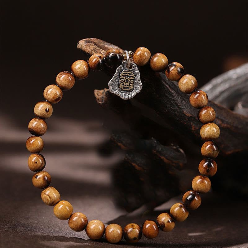 925 Sterling Silver Natural Golden Sea Willow Zakiram Goddess of Wealth Lucky fortune Fu Character Success Bracelet - Image 3