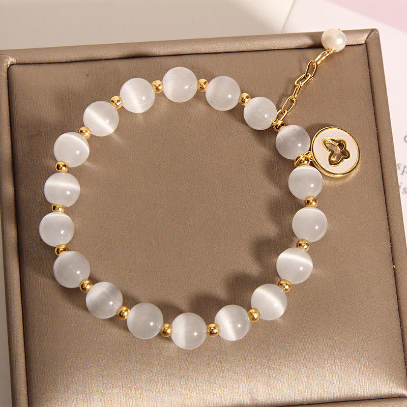 Cat's Eye Butterfly Charm Love Bracelet - Image 5