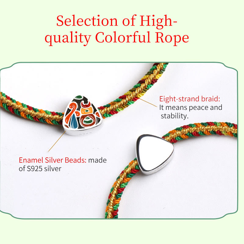 925 Sterling Silver Dragon Boat Festival Fu Character Zongzi Pattern Luck Handmade Multicolored Child Adult Bracelet - Image 8