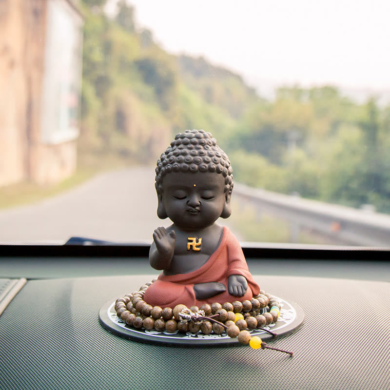 Small Buddha Serenity Purple Clay Home Desk Decoration - Image 8