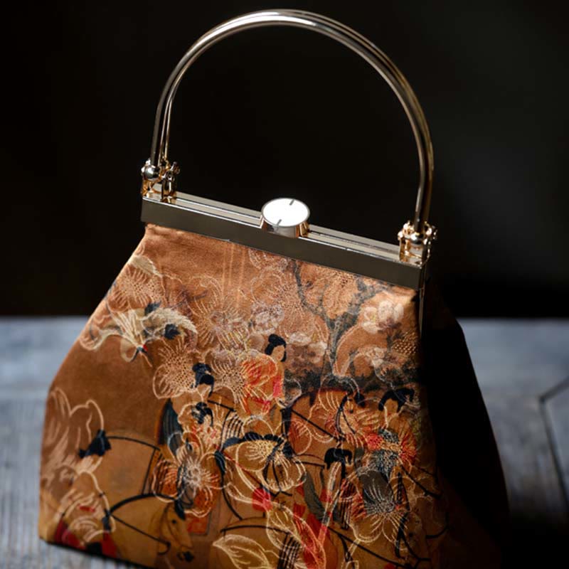 Painting of Lady of Guoguo on a Spring Outing Metal Handle Handbag - Image 8