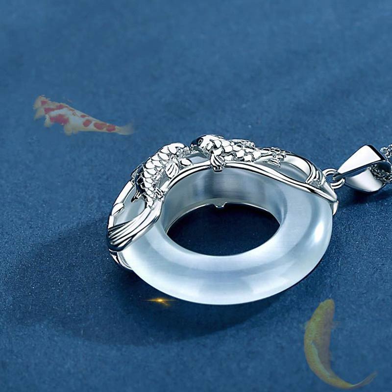 Natural White Jade Koi Lucky Necklace - Image 4