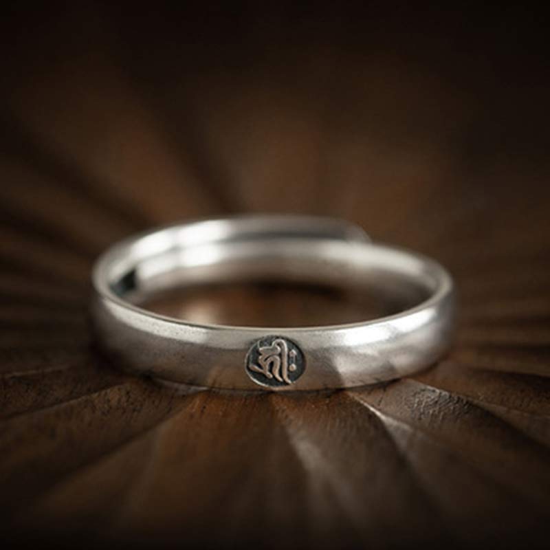 925 Sterling Silver Chinese Zodiac Natal Buddha Blessing Couple Ring - Image 10