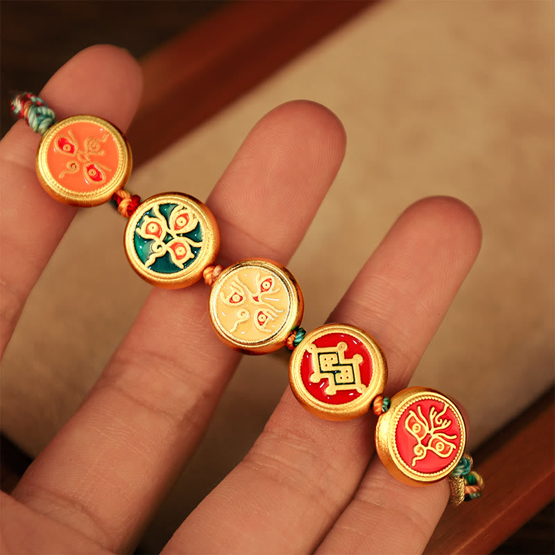 Tibetan Five God Of Wealth Colorful Rope Braided Luck Bracelet - Image 8