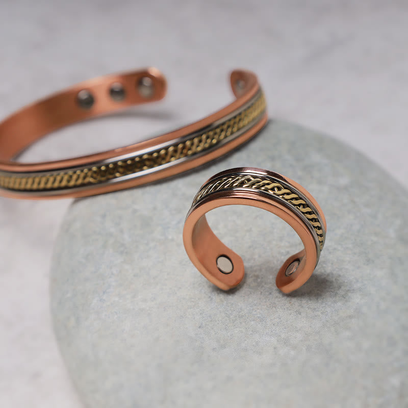 Magnetic Copper Balance Adjustable Cuff Bracelet Bangle Ring - Image 6