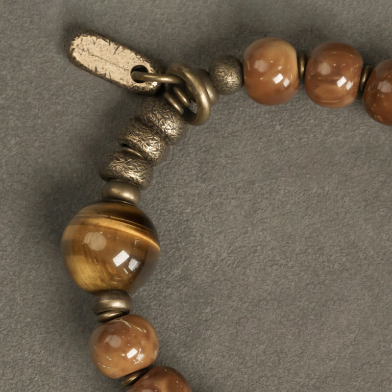 Kuka Seed Tiger Eye Gold Sheen Obsidian Copper Wealth Luck Bracelet - Image 12