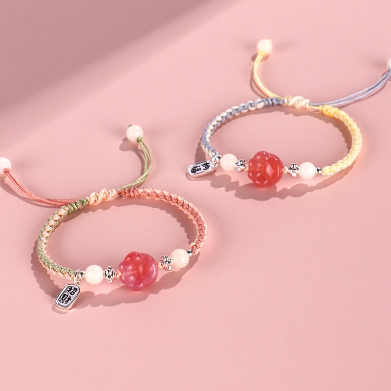 Yanyuan Agate Cat Claw Paw White Bodhi Seed Fu Character Positive Braided Rope Bracelet - Image 14