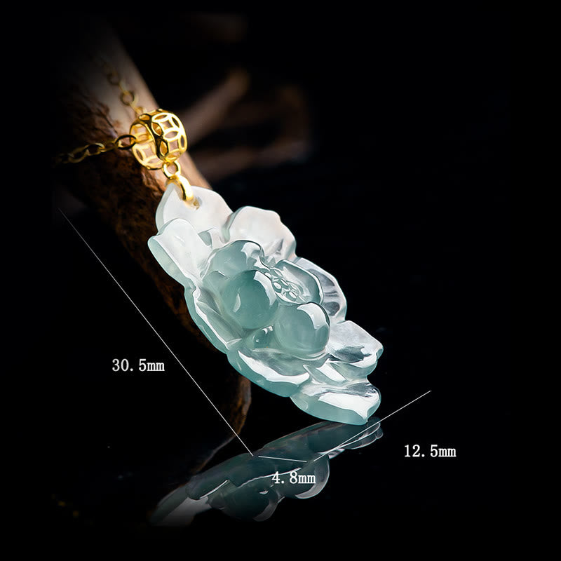 925 Sterling Silver Chain 18K Gold Buckle Natural Jade Lotus Pattern Prosperity Necklace Pendant - Image 9