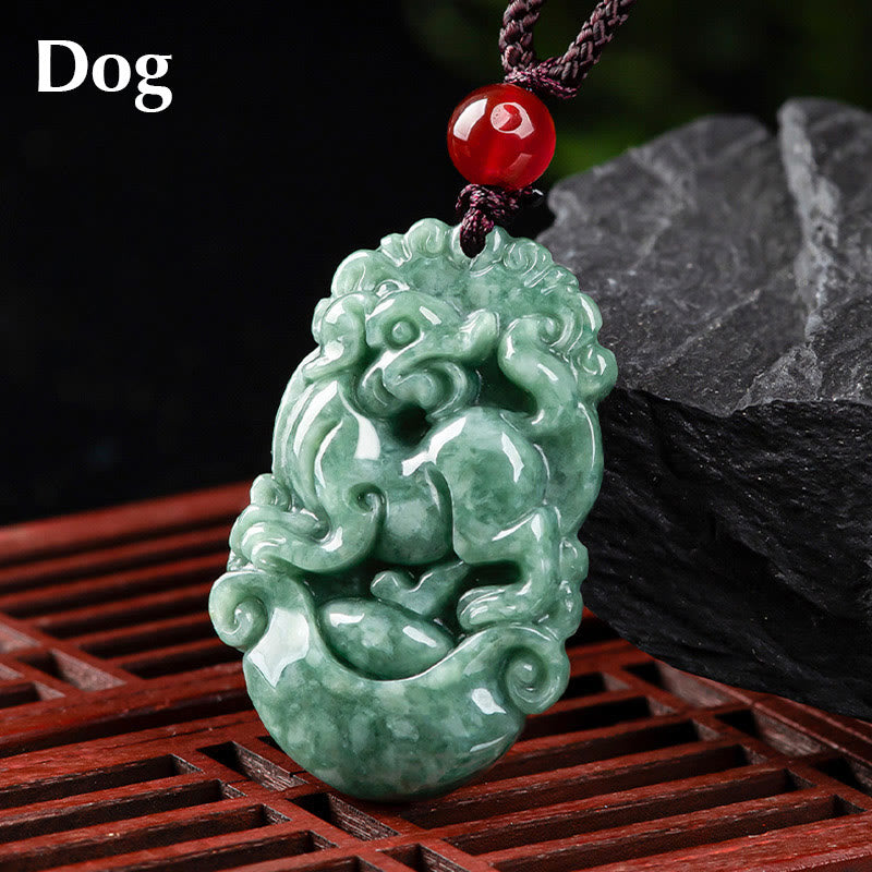 Natural Jade 12 Chinese Zodiac Prosperity Necklace Pendant - Image 24