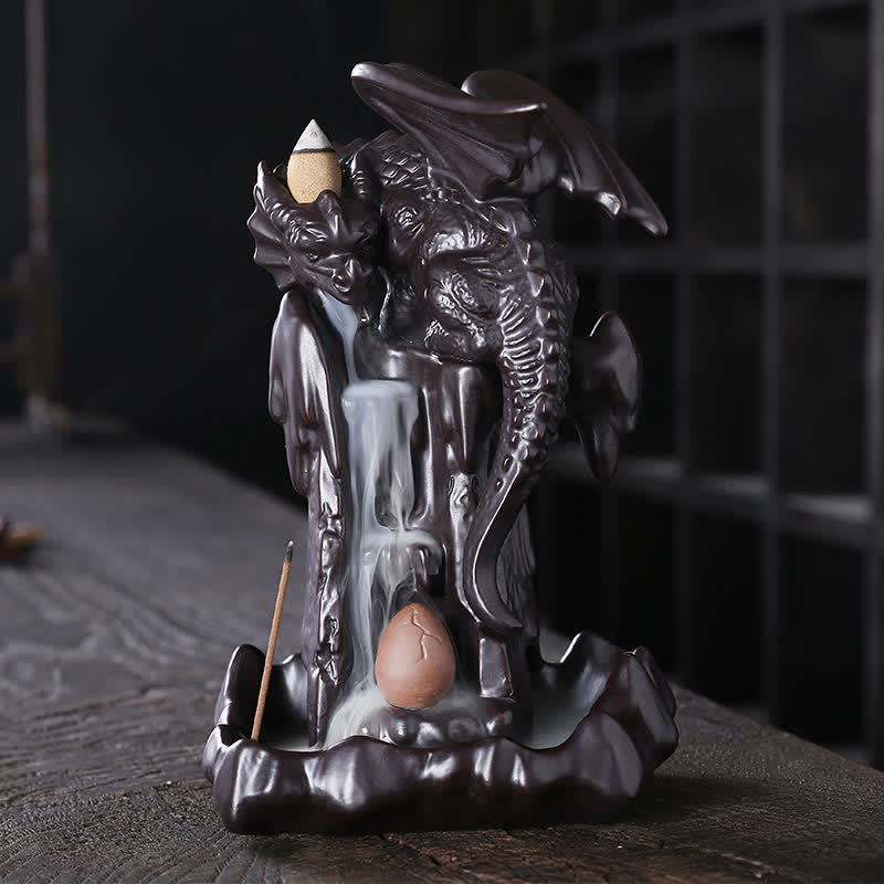 Nordic Dragon Ceramic Backflow Smoke Fountain Meditation Healing Incense Burner Led Ball Decoration - Image 12
