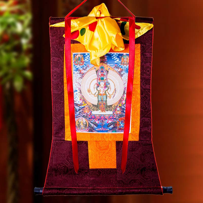 Tibetan Thousand-handed Avalokitesvara Framed Thangka Blessing Decoration - Image 3