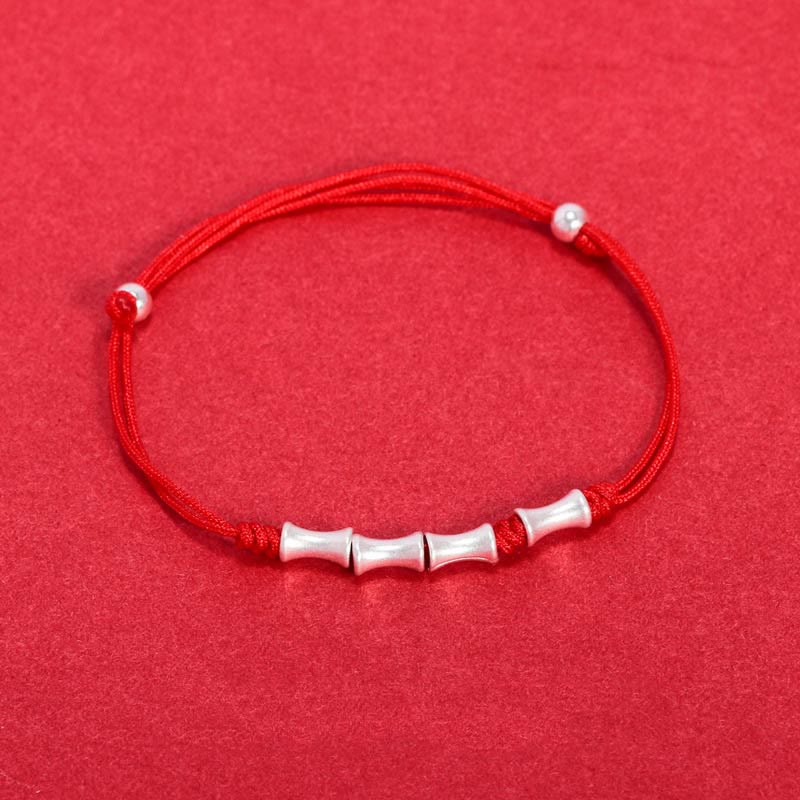 925 Sterling Silver Bamboo Design Protection Luck Braided Bracelet - Image 9