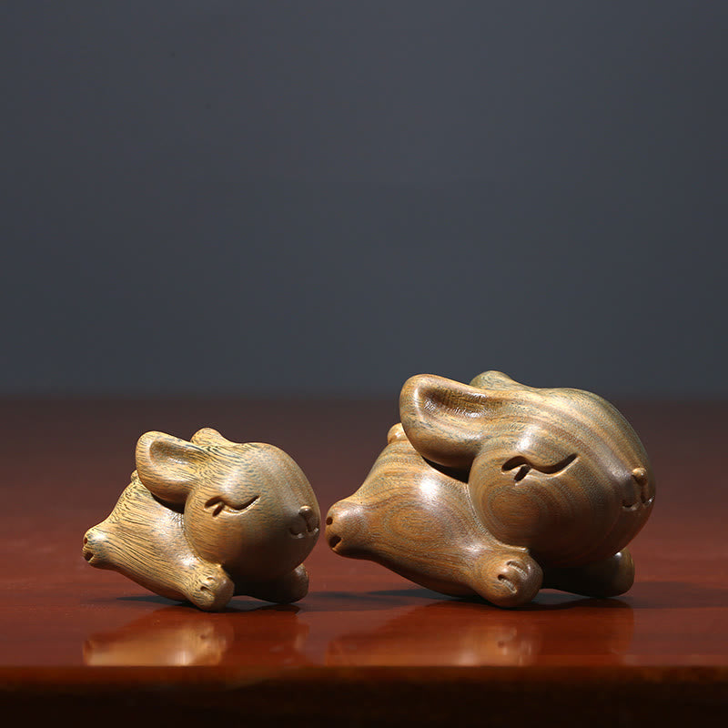 Green Sandalwood Small Mini Cute Rabbit Bunny Peace Decorations - Image 4