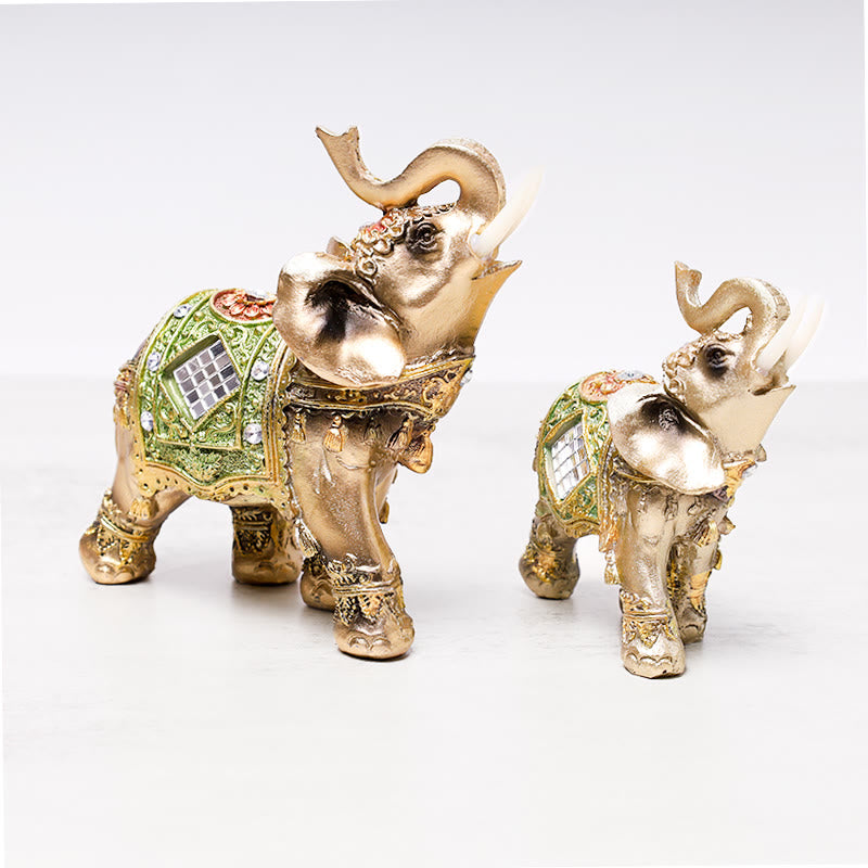 Lucky Feng Shui Green Elephant Statue Sculpture Wealth Figurine Gift Home Decoration - Image 5