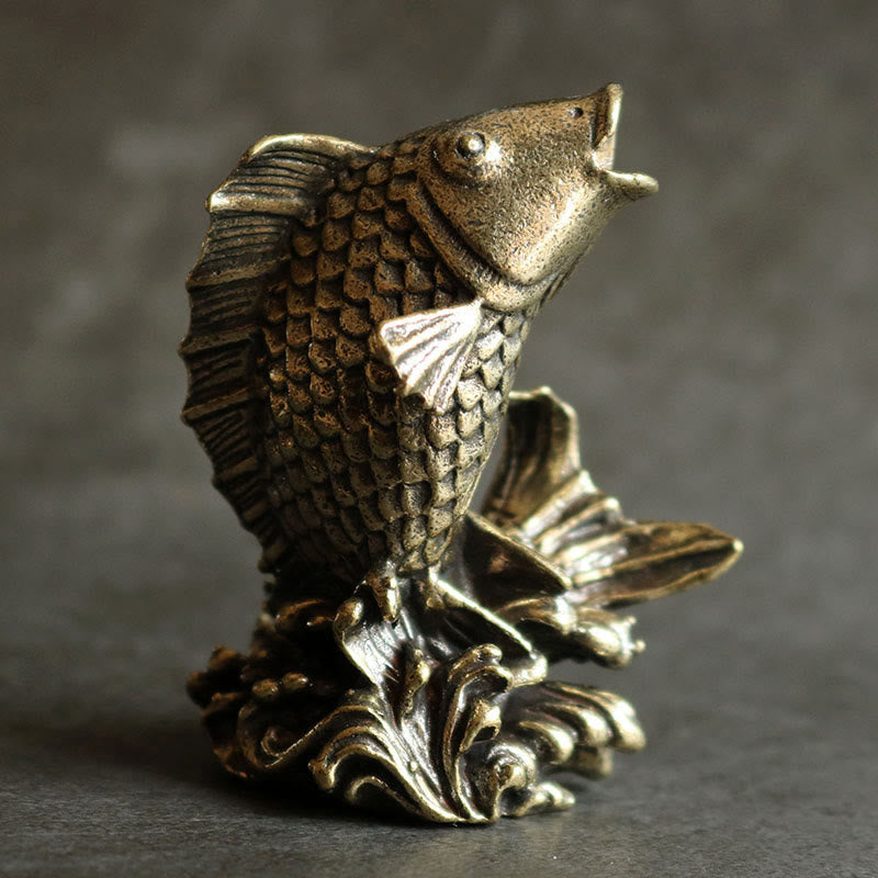 Handmade Small Koi Fish Copper Wealth Home Decoration