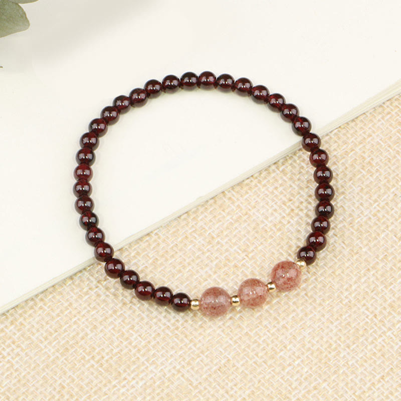 Natural Garnet Strawberry Quartz Calm Bracelet - Image 7