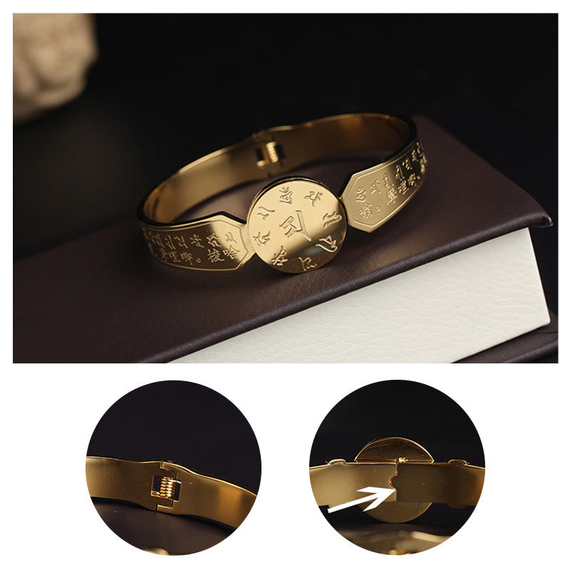 Yin Yang Lotus Om Mani Padme Hum Mantra Titanium Steel Harmony Bracelet Bangle - Image 23