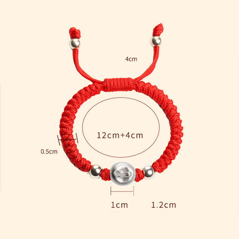 999 Sterling Silver Apple Red Multicolored Rope Luck Protection Handcrafted Kids Bracelet - Image 13