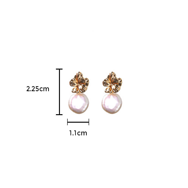 925 Sterling Silver Natural Baroque Pearl Flower Healing Drop Earrings - Image 9