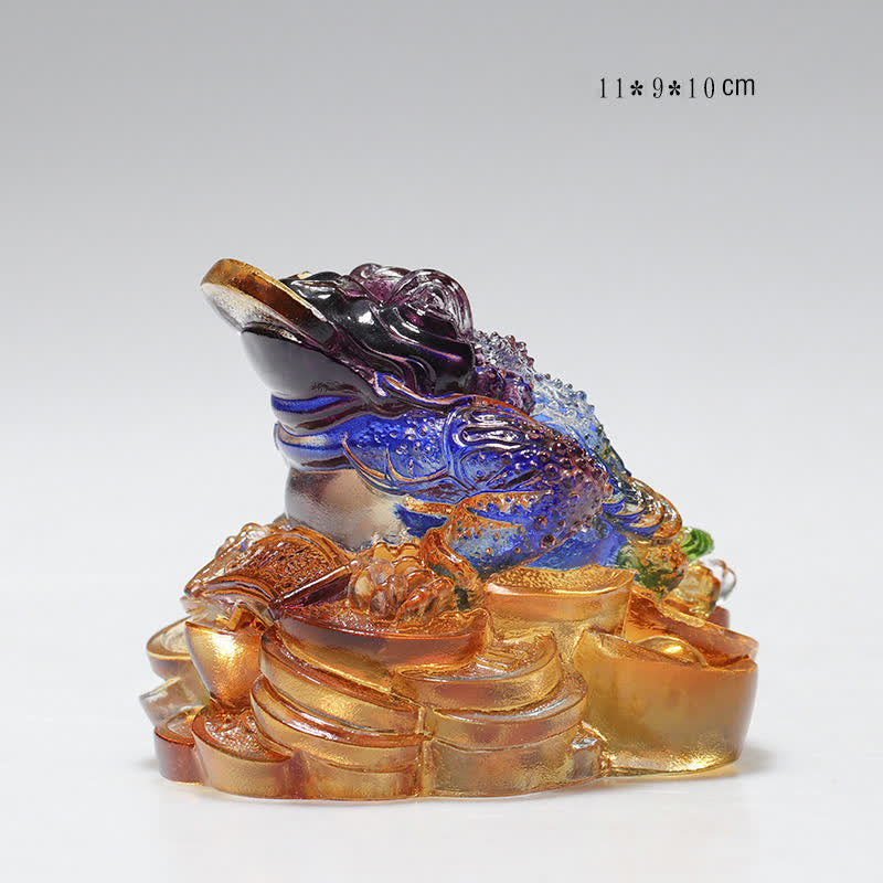 Feng Shui Frog Handmade Liuli Crystal Art Piece Wealth Home Office Decoration - Image 5