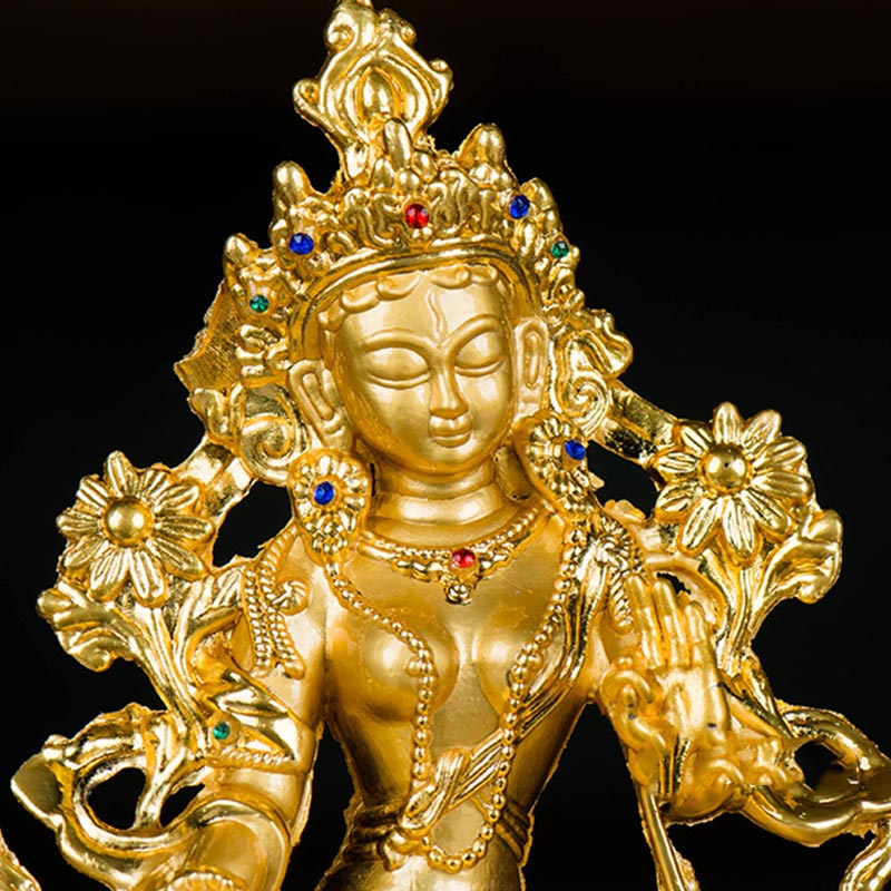 Bodhisattva White Tara Hope Protection Gold Plated Statue Decoration - Image 9