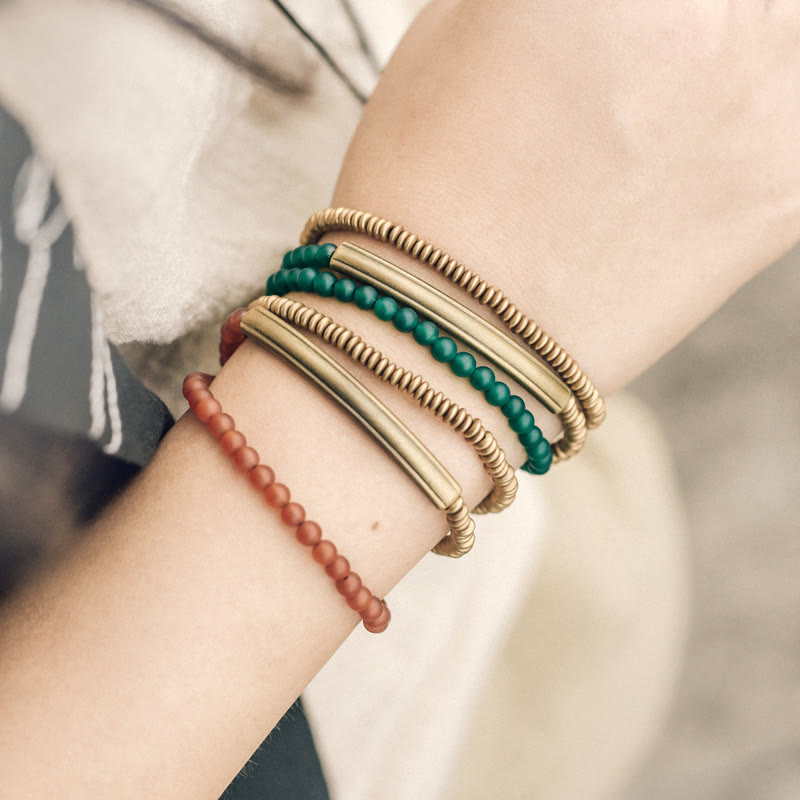 Tibetan Various Agate Stone Copper Protection Triple Wrap Bracelet - Image 4