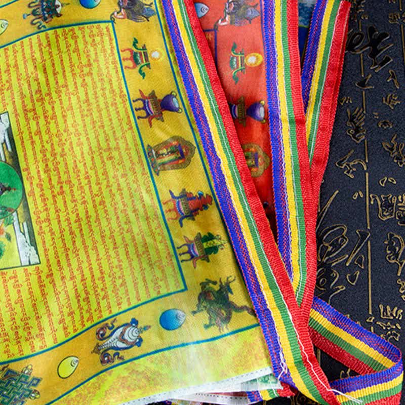 Tibetan 5 Colors Windhorse Buddha Tara Scriptures Healing Auspicious Outdoor Prayer Flag - Image 7