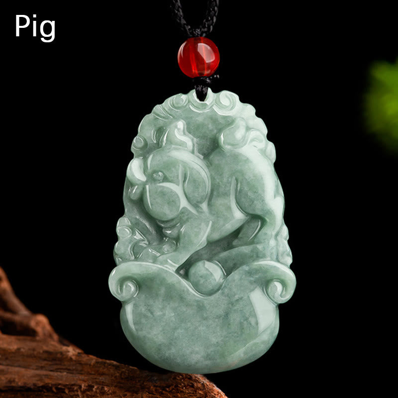 Natural Green Jade 12 Chinese Zodiac Luck Prosperity Necklace Pendant - Image 21
