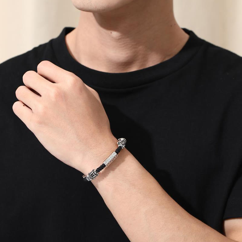 Double PiXiu Feng Shui Copper Coin Om Mani Padme Hum String Bracelet - Image 8