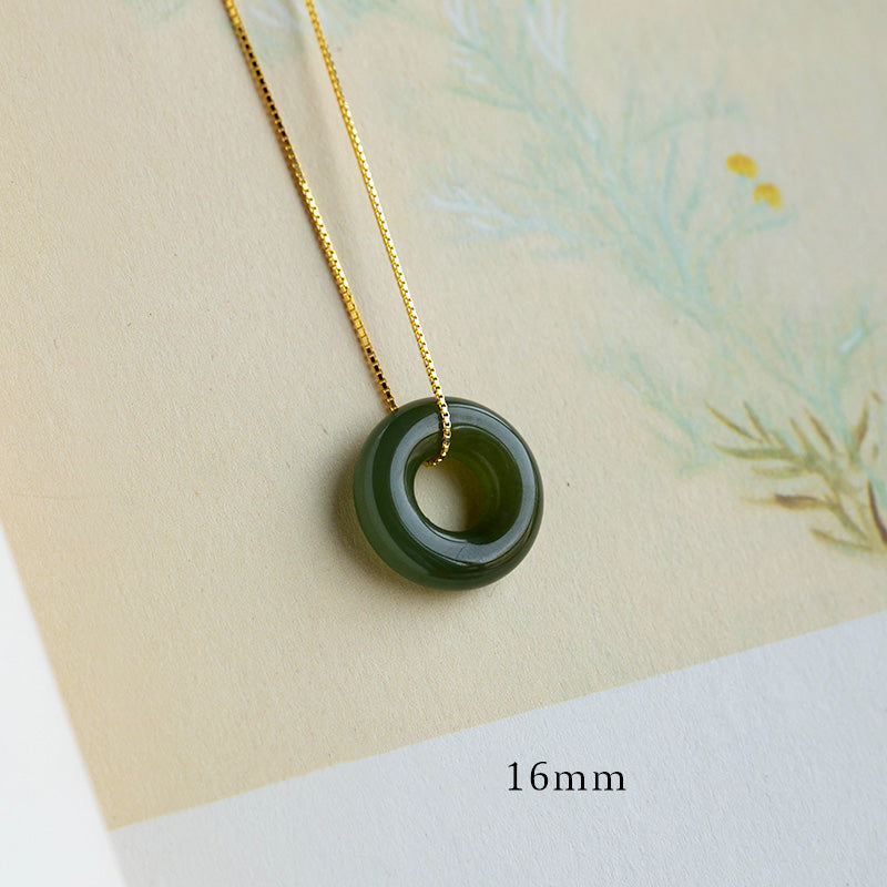Natural Round Jade Peace Buckle Luck Abundance Necklace Pendant - Image 10
