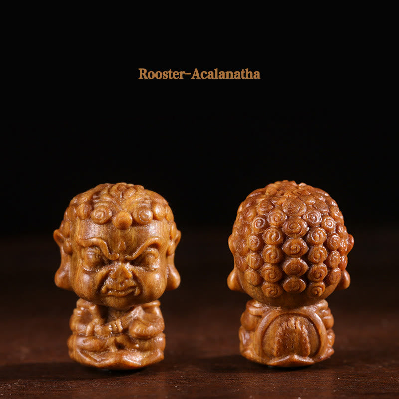 Chinese Zodiac Natal Buddha Green Sandalwood Lotus Engraved Positive Home Decoration - Image 12