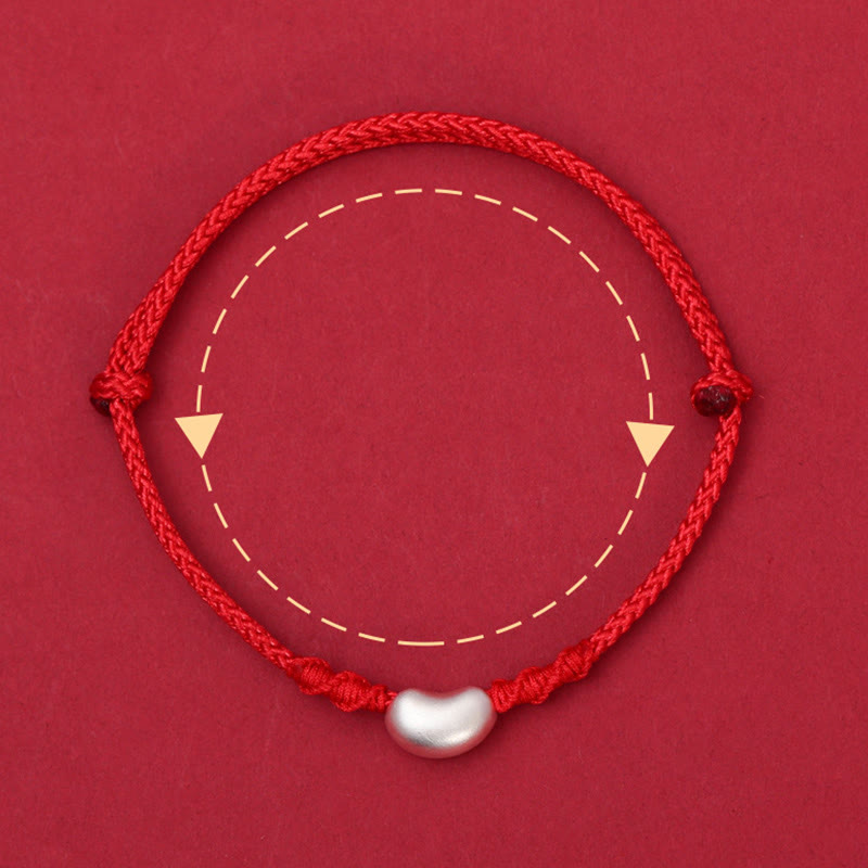 999 Sterling Silver Bean Design Luck Connection Handmade Braided Bracelet - Image 8